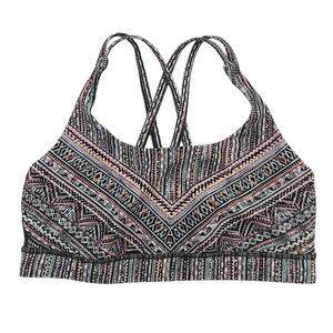 Lululemon Tribal Pace Energy Bra Womens 8 Pink Strappy Wireless Athleisure Gym